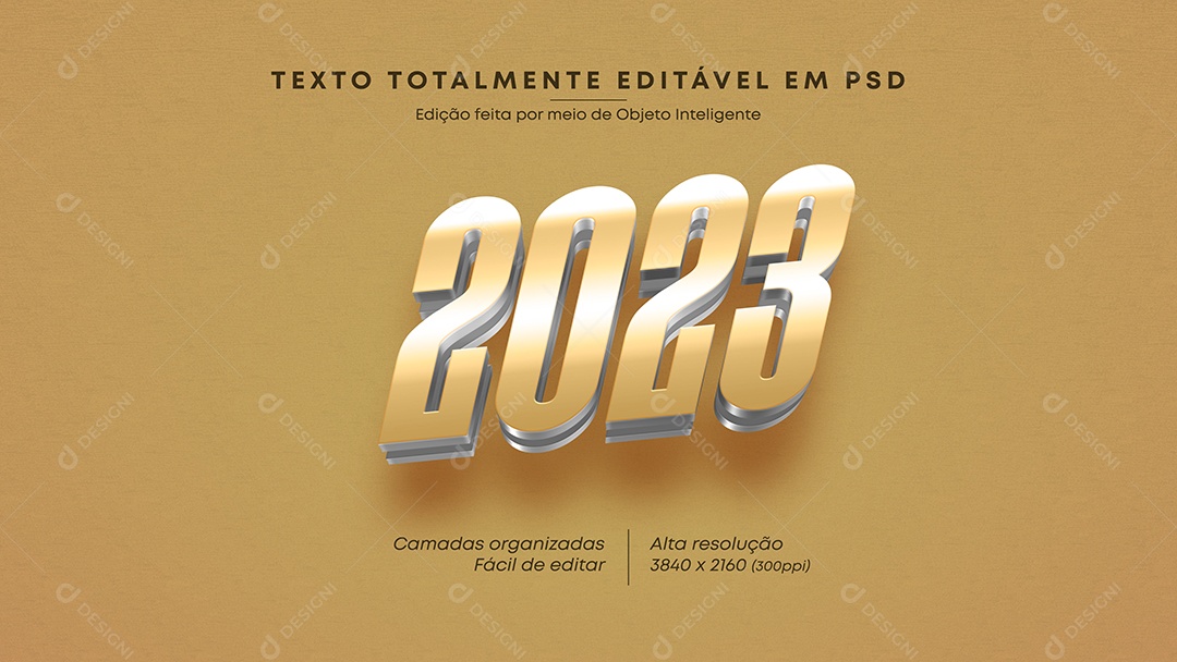 Efeito de Texto 3D 2023 PSD Editável
