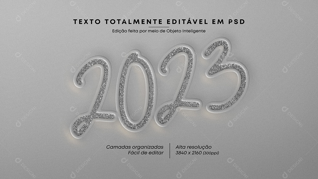 Efeito de Texto 3D 2023 PSD Editável