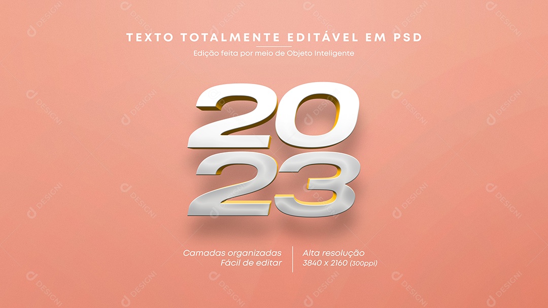 Efeito de Texto 3D 2023 PSD Editável