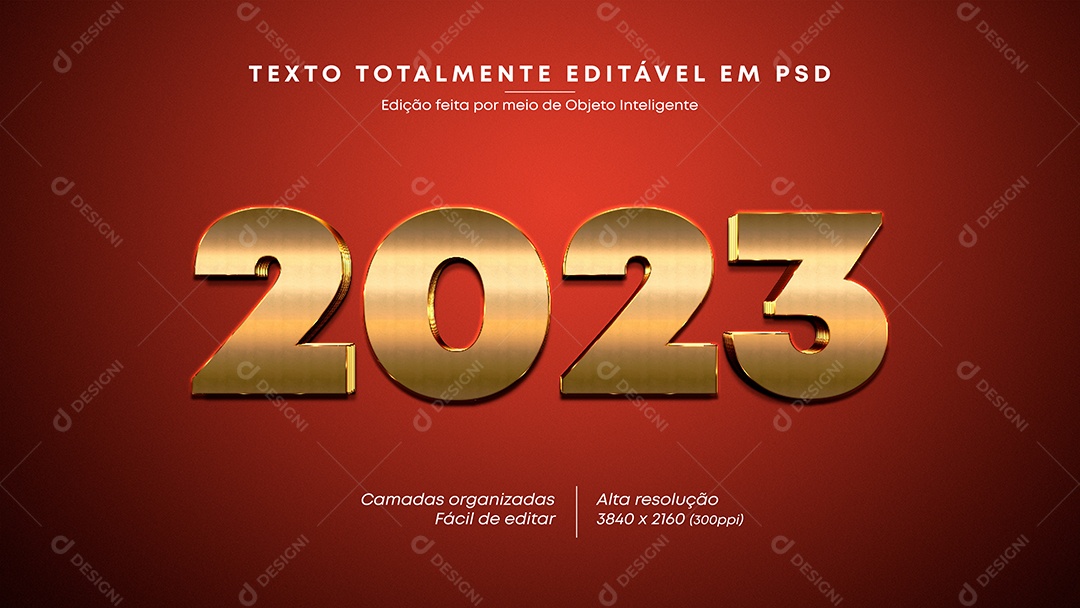 Efeito de Texto 3D 2023 PSD Editável