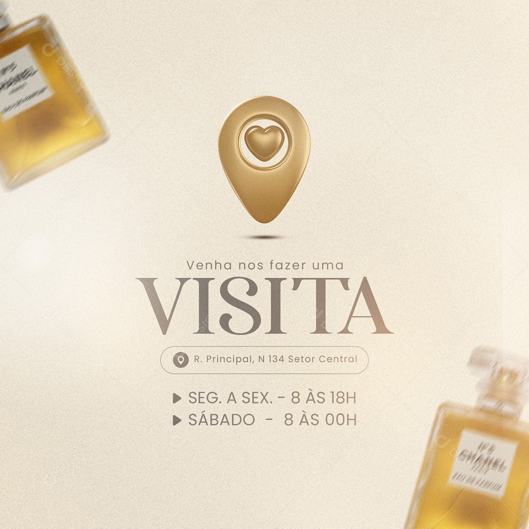 Venha nos Fazer uma Visita Perfumaria Social Media PSD Editável