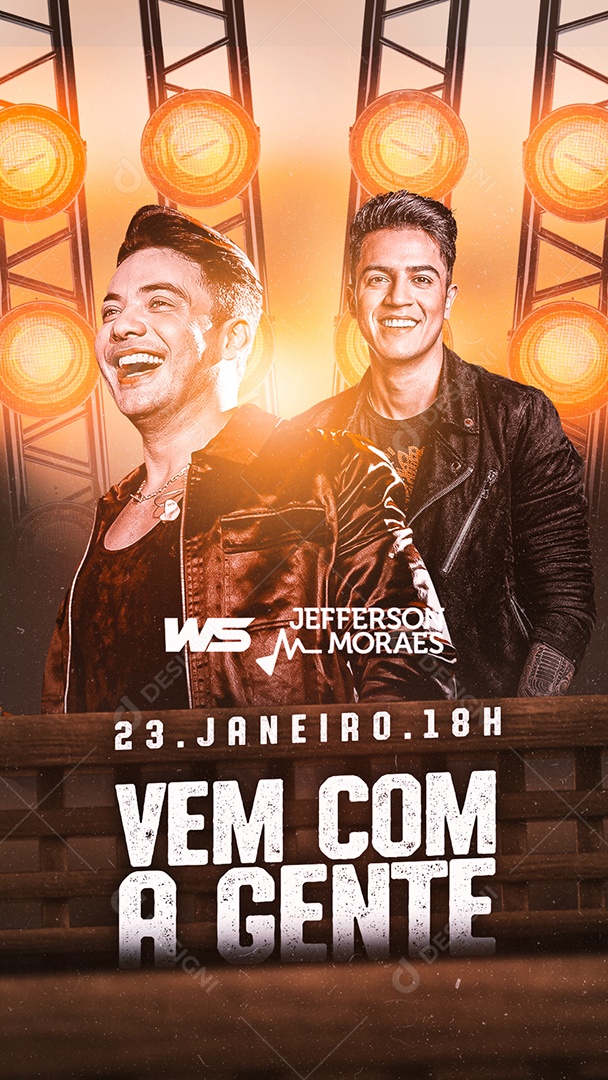 Story Vem com a Gente Wesley Safadão Jefferson Moraes Flyers Social Media PSD Editável
