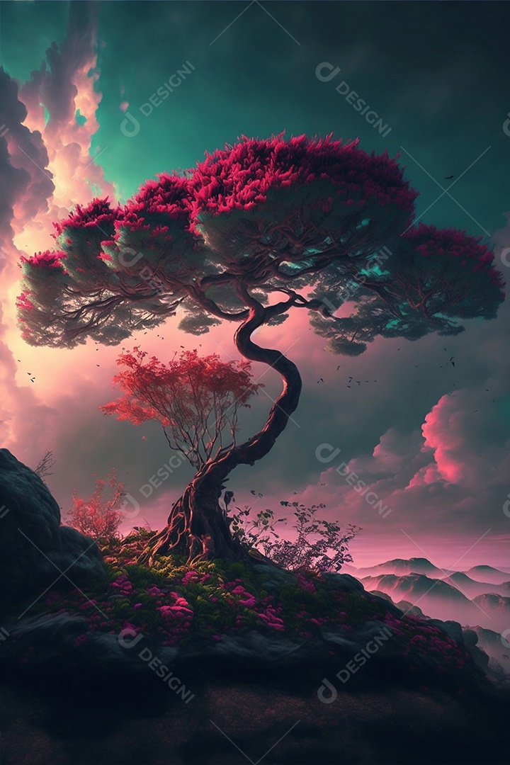 Linda arvore sobre floresta inteligência artificial