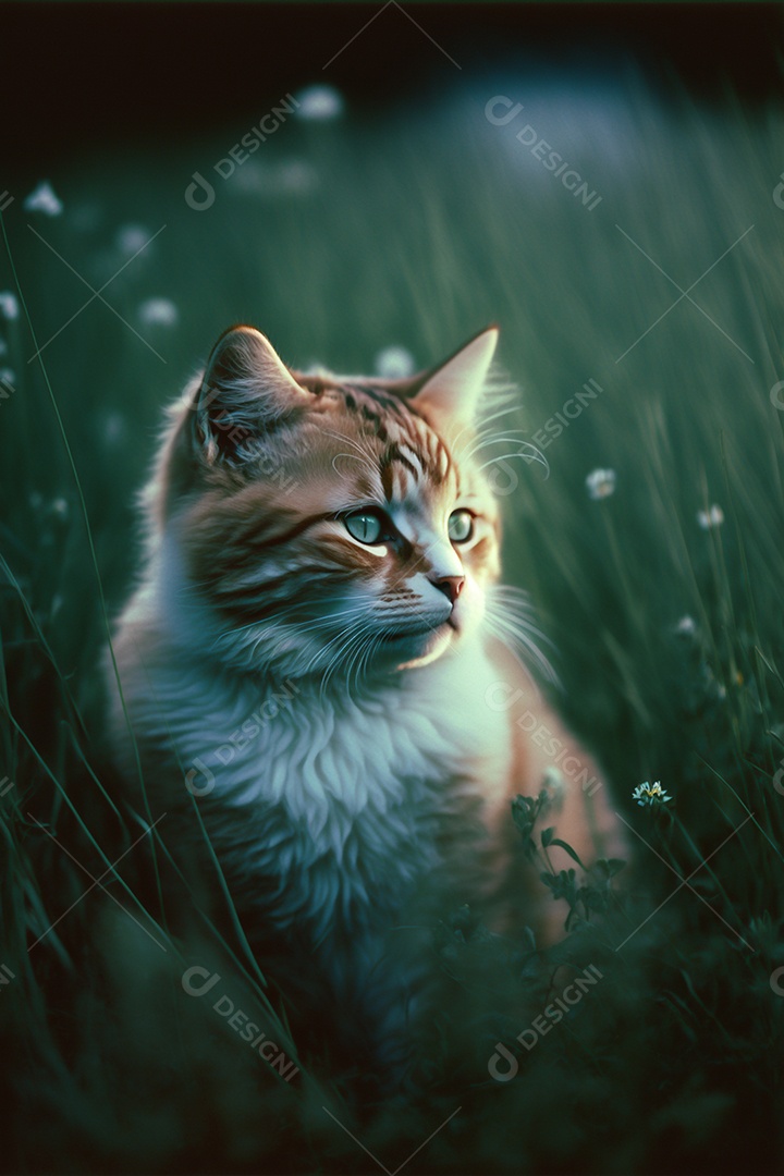 Lindo gatinho bonito sobre floresta