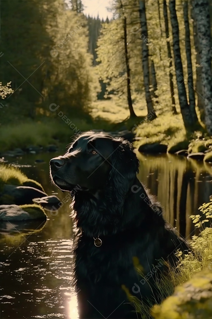 Cachorro animal sobre floresta