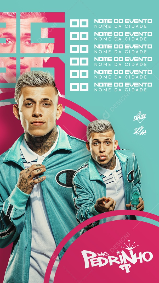 Story Flyer Show Evento Agenda Cantor Mc Pedrinho Social Media PSD Editável