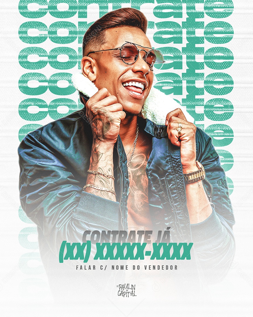 Flyer Contrate Já Mc Paulin da Capital Social Media PSD Editável