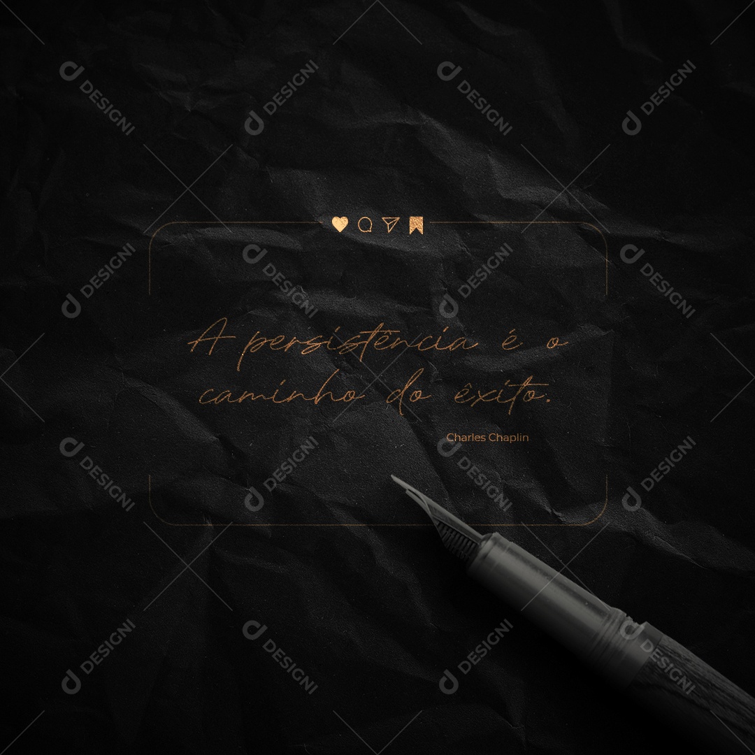 A Persistência é o Caminho do Êxito Frase Motivacional Social Media PSD Editável