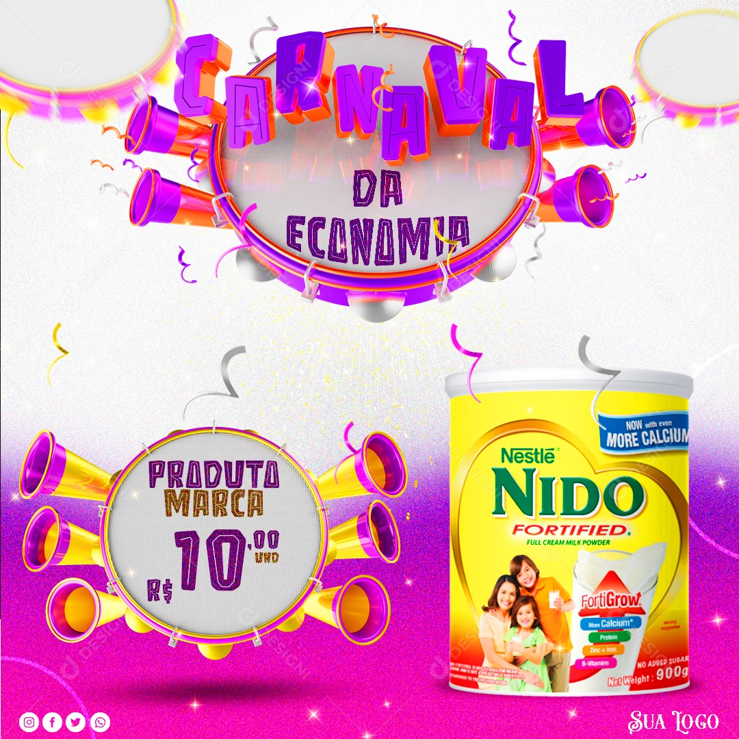 Carnaval da Economia Venha Conferir Social Media PSD Editável