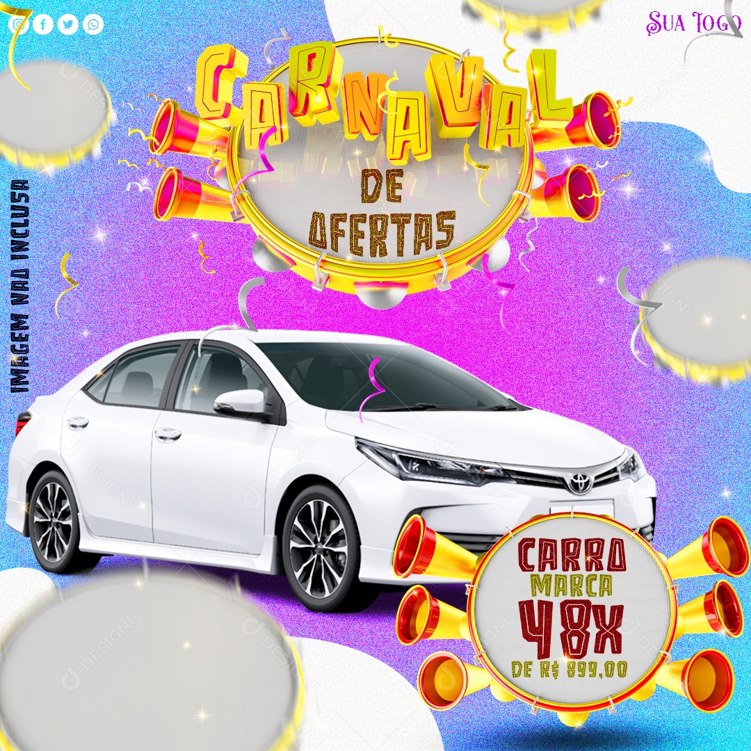 Carnaval de Ofertas Venha Conferir Social Media PSD Editável