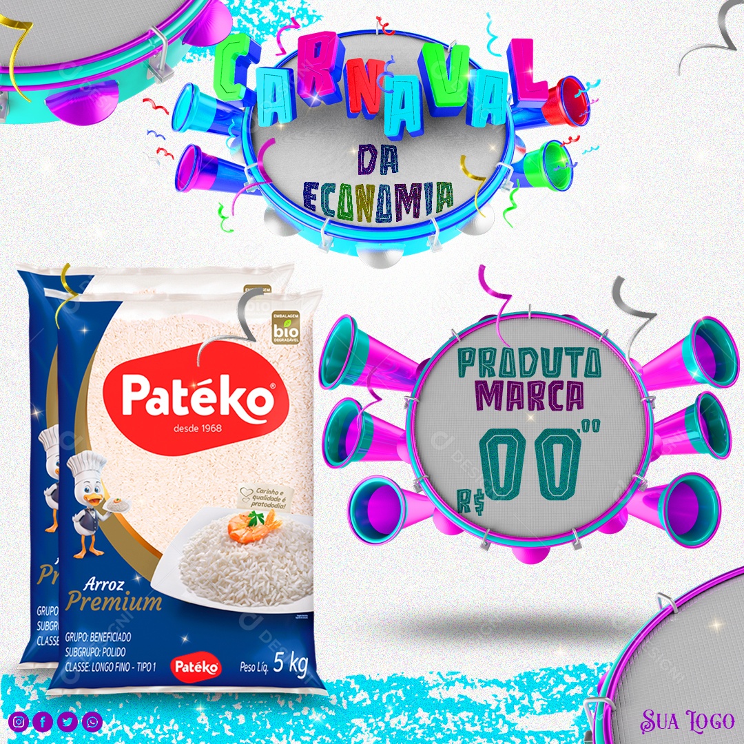 Carnaval da Economia Venha Conferir Social Media PSD Editável