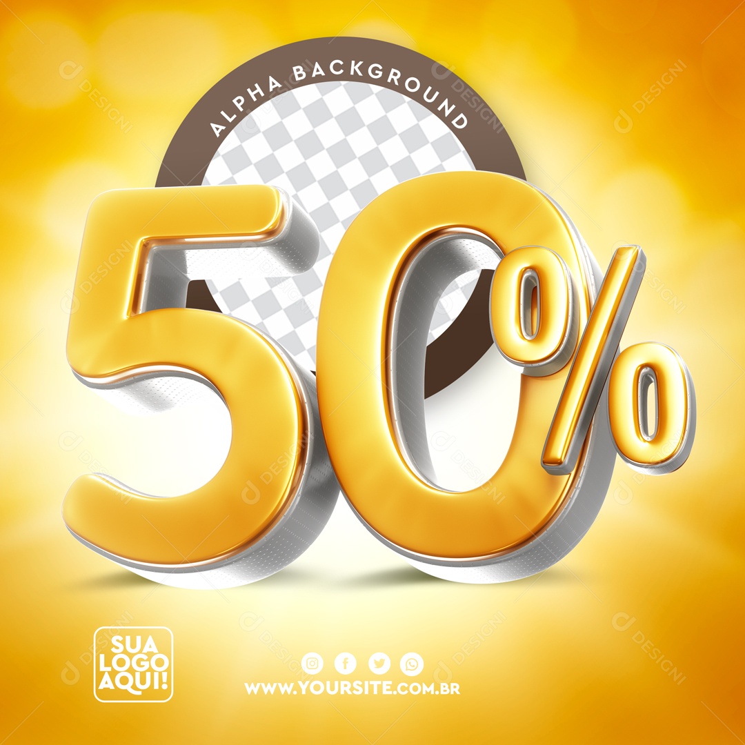 Elemento 3D Para Composição Desconto 50% PSD