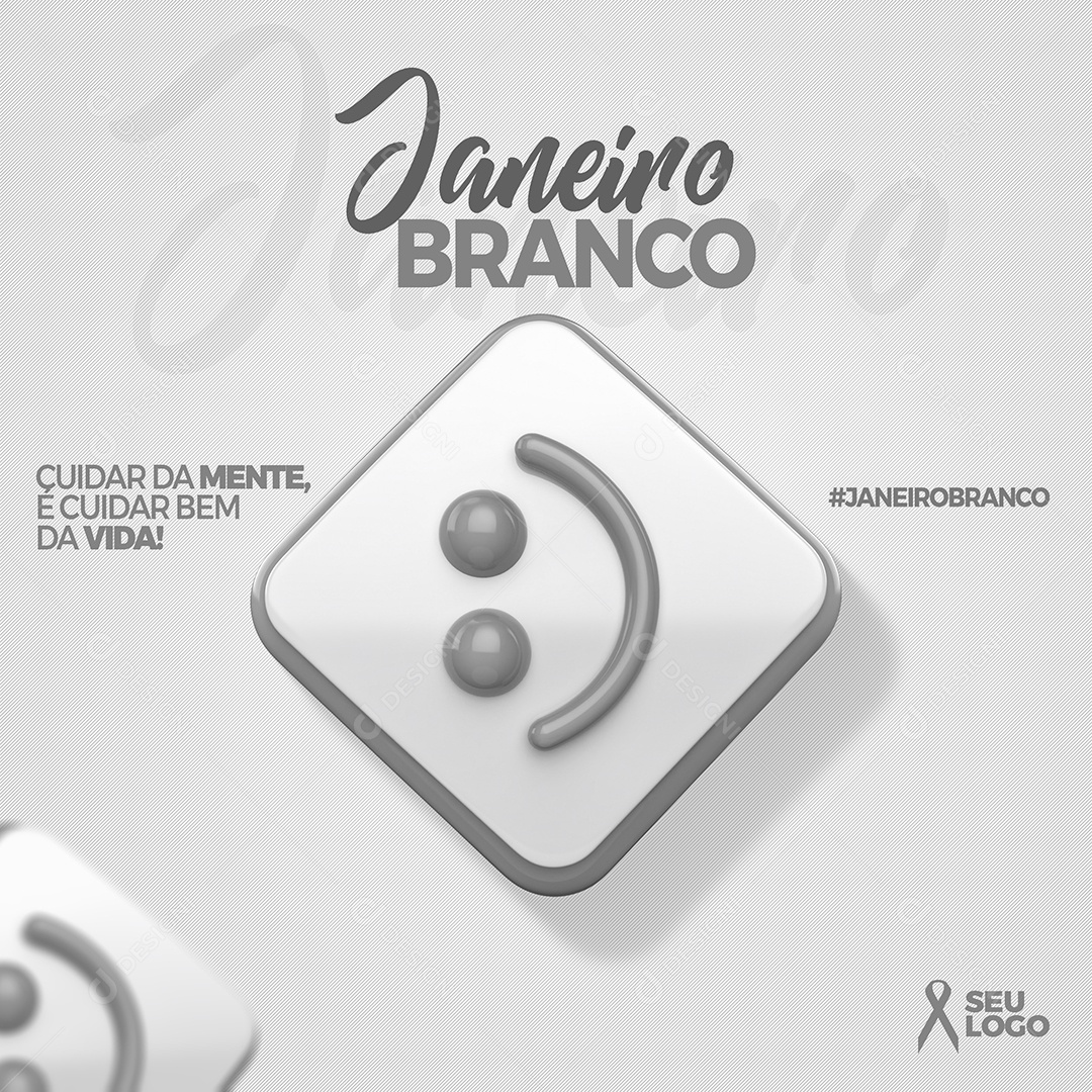 Janeiro Branco Cuidar Da Mente é Cuidar da Vida Social Media PSD Editável