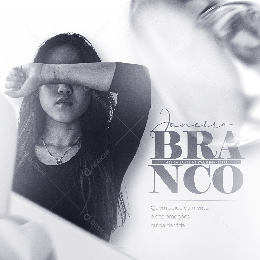 Janeiro Branco Cuidar da Mente é Cuidar de Todo Resto Social Media PSD Editável