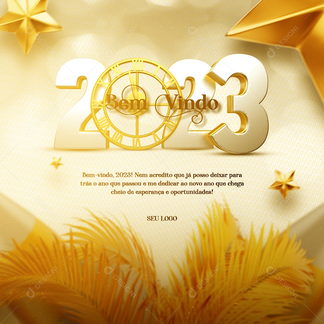Bem Vindo 2023 Ano Novo Social Media PSD Editável