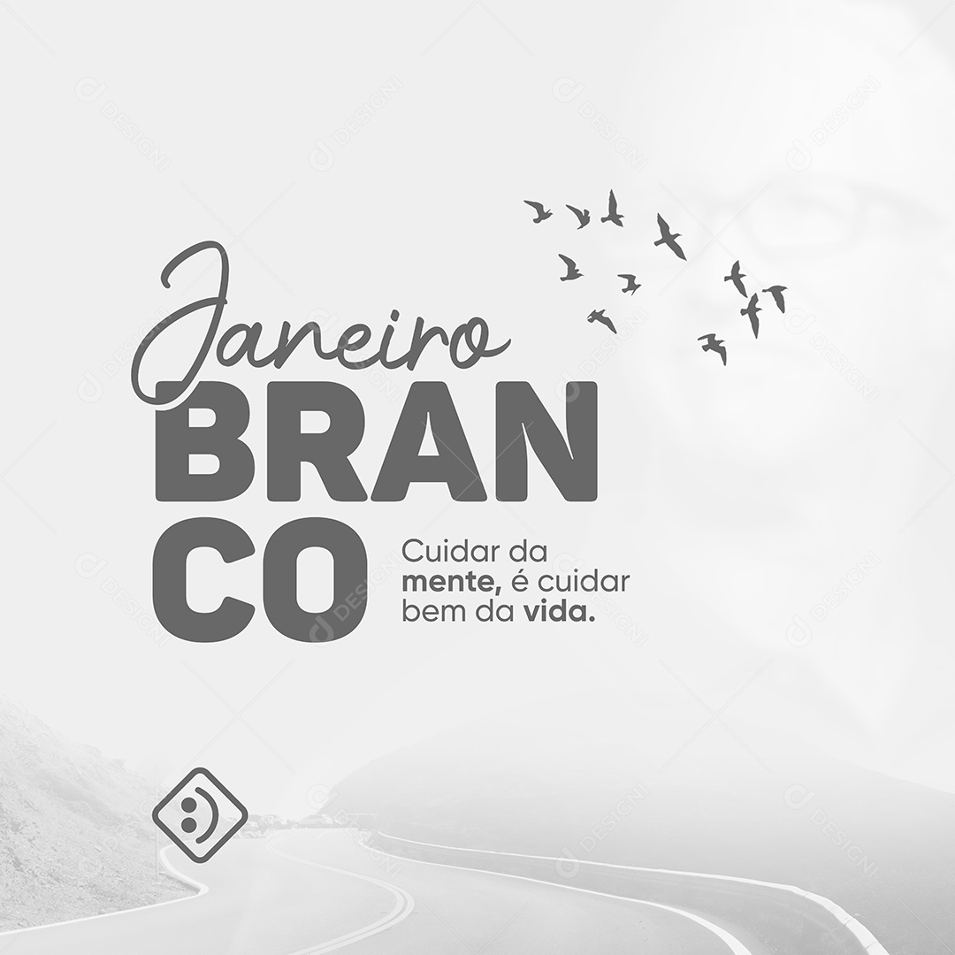 Janeiro Branco Cuidar Da Mente é Cuidar Bem da Vida Social Media PSD Editável