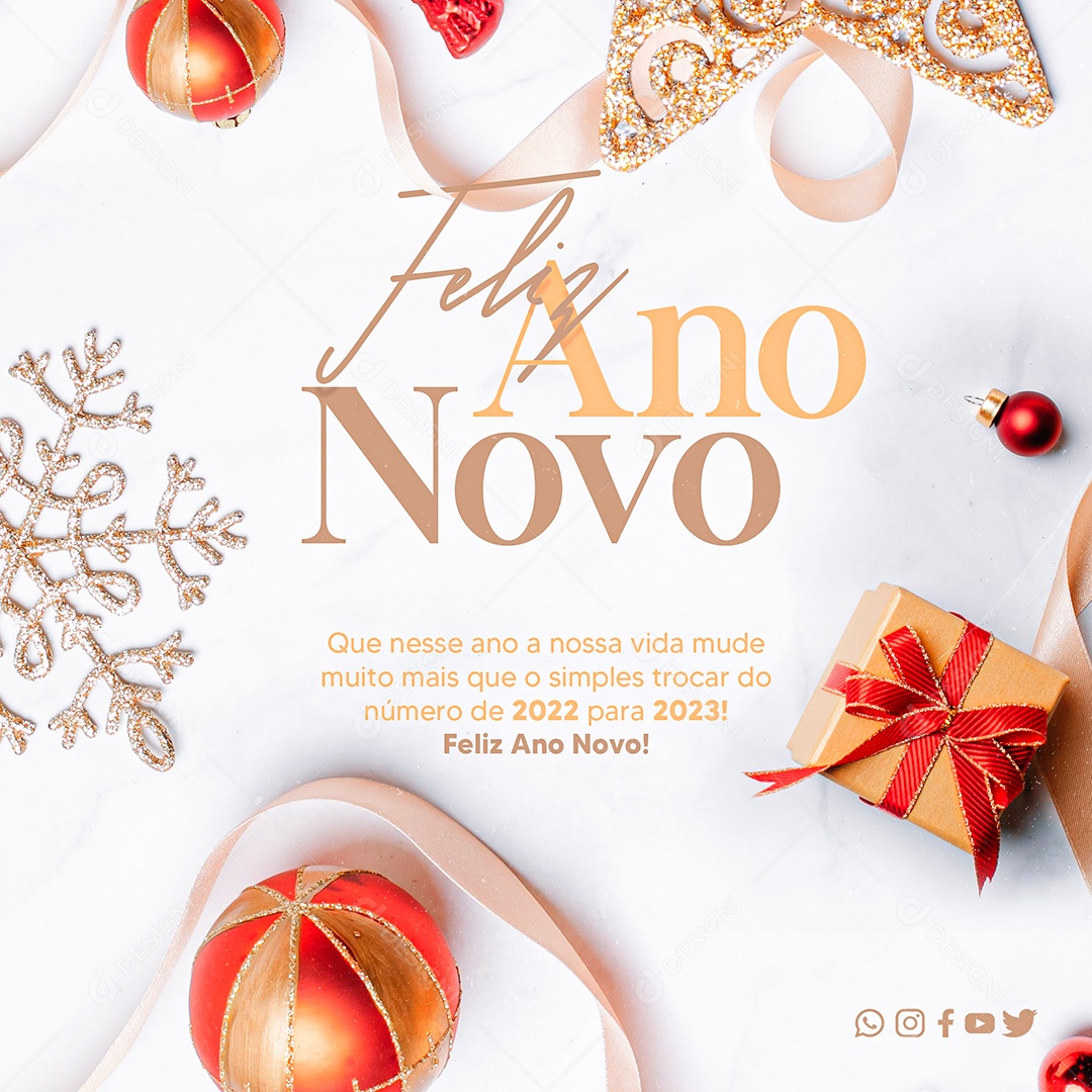 Post Feliz Ano Novo PSD Social Media PSD Editável
