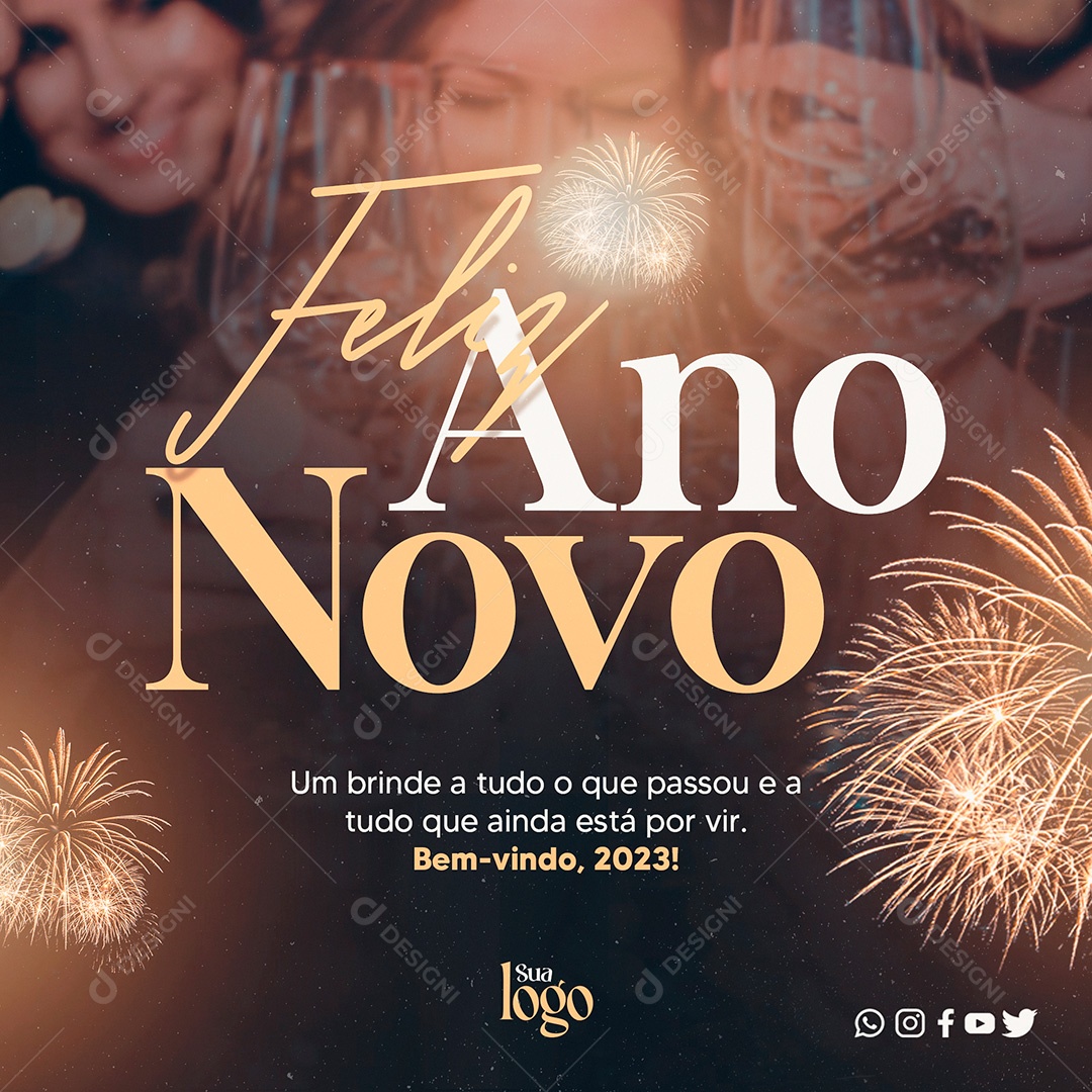Post Feliz Ano Novo PSD Social Media PSD Editável
