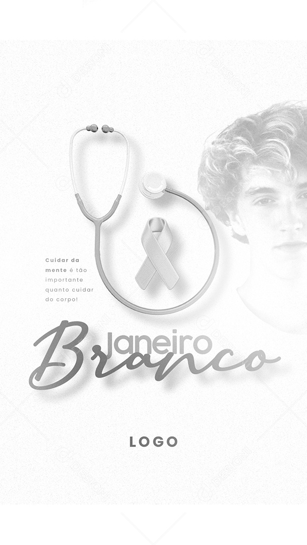 Story Cuidar da Mente é Tão Importante Quanto Cuidar do Corpo Janeiro Branco Social Media PSD Editável