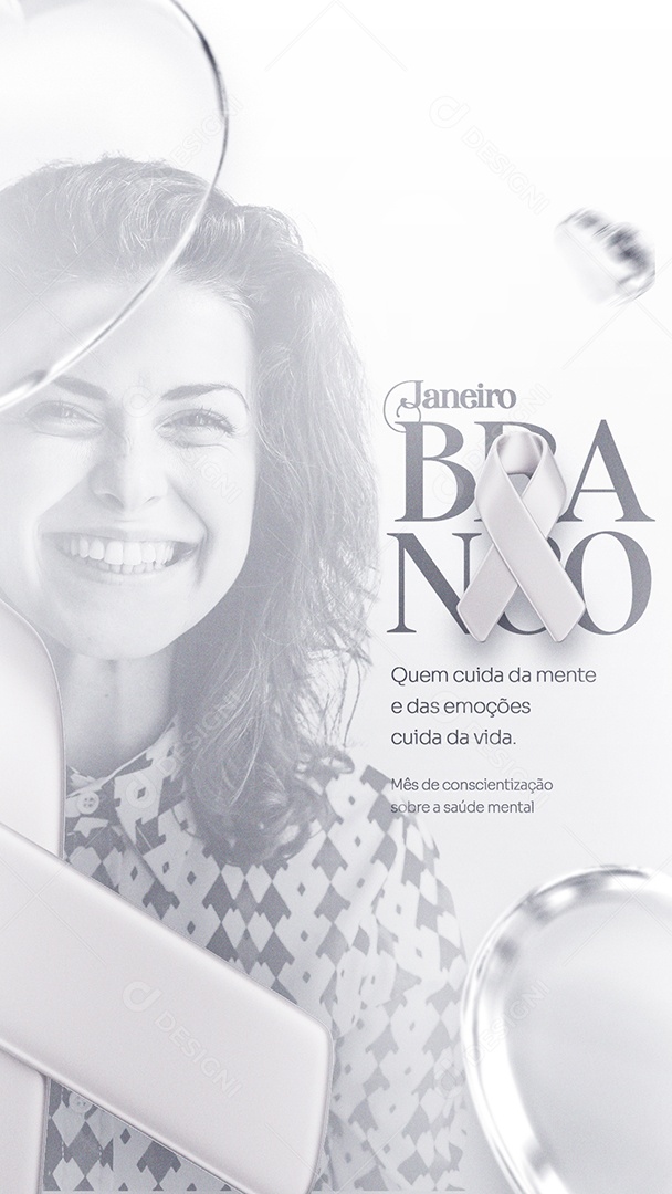 Story Janeiro Branco Mês da Conscientização da Saúde Mental Social Media PSD Editável