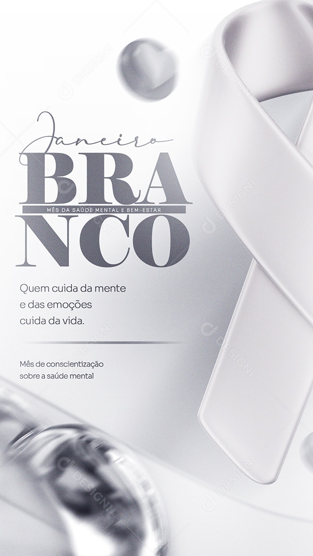 Story Quem Cuida da Mente Cuida da Vida Janeiro Branco Social Media PSD Editável