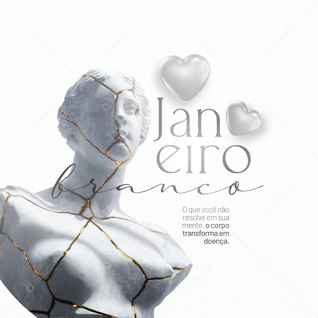 Janeiro Branco Saúde Mental! Social Media PSD Editável