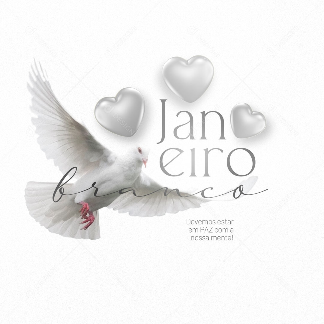 Janeiro Branco Devemos Estar em Paz Com a Nossa Mente! Social Media PSD Editável