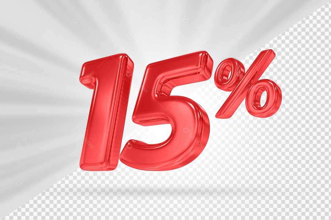 Número 3D 15% por cento Vermelho Elemento Para composição PSD