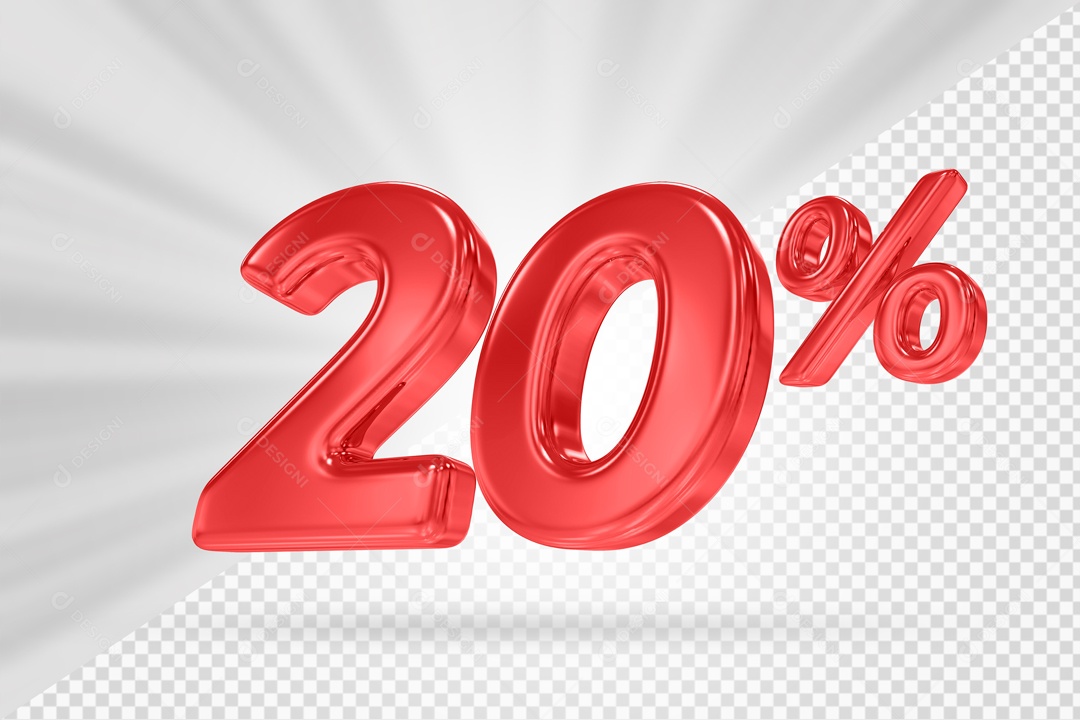 Número 3D 20% por cento Vermelho Elemento Para composição PSD