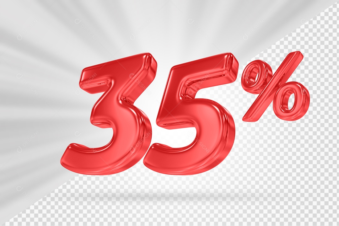 Número 3D 35% por cento Vermelho Elemento Para composição PSD