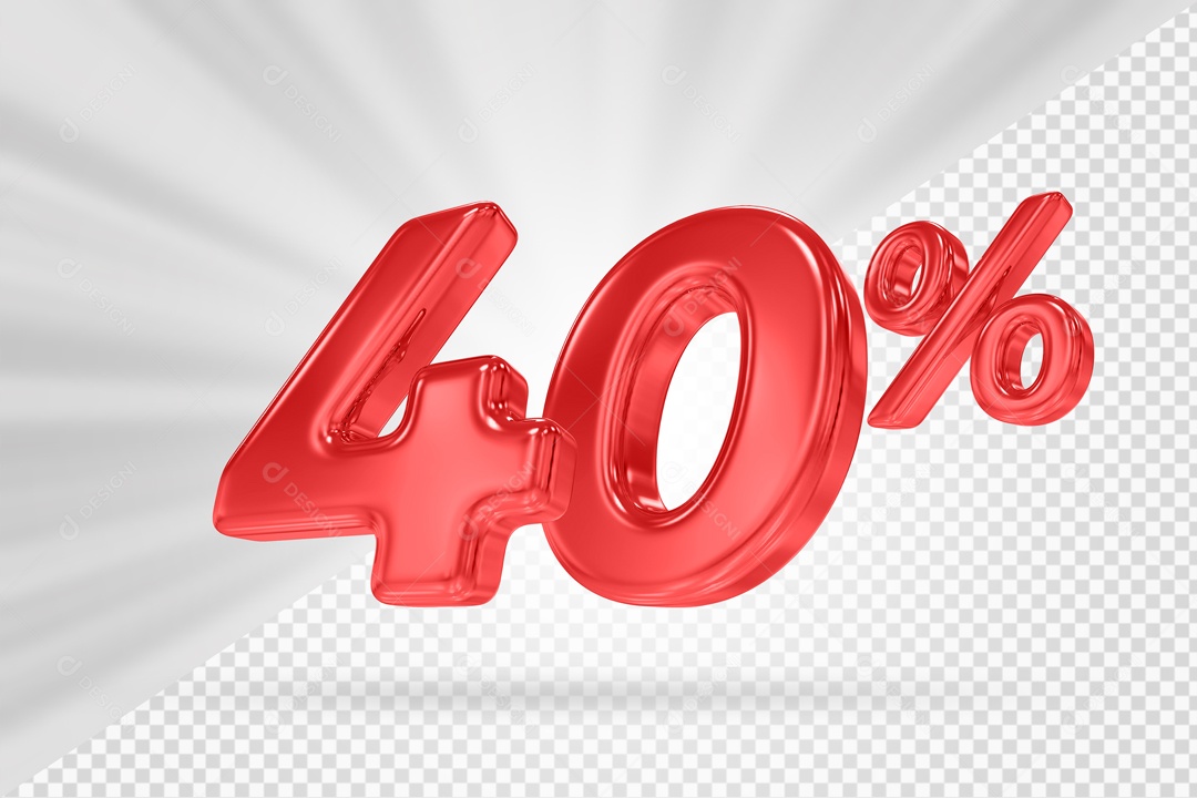 Número 3D 40% por cento Vermelho Elemento Para composição PSD