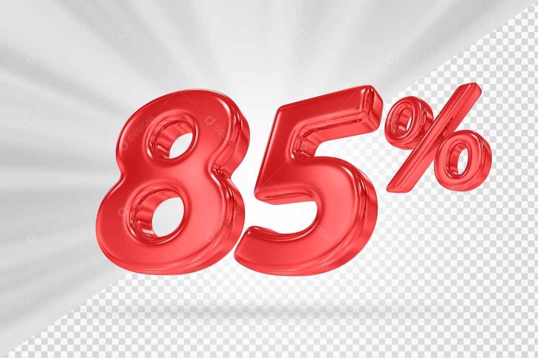Número 3D 85% por cento Vermelho Elemento Para composição PSD