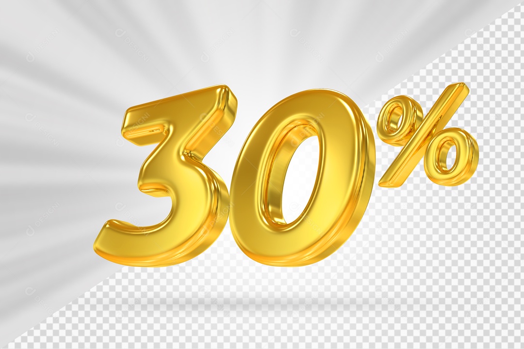 Número 3D 30% por cento Dourado Elemento Para composição PSD