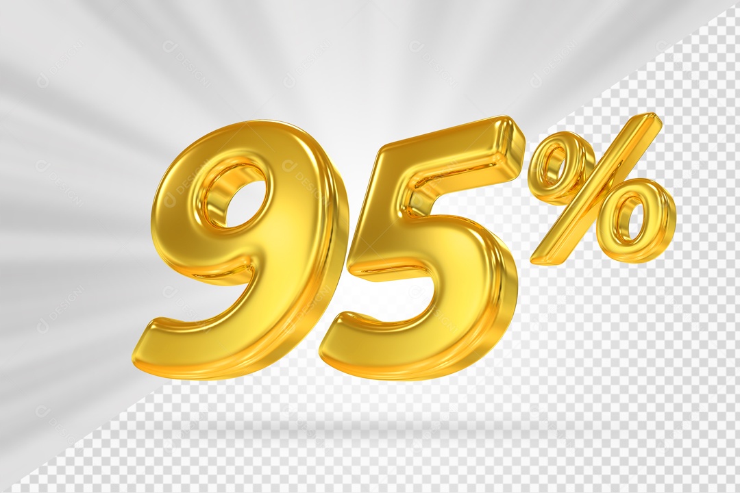 Número 3D 95% por cento Dourado Elemento Para composição PSD