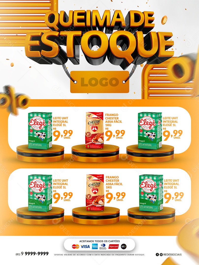 Social Media Encarte de Supermercado Queima de Estoque PSD Editável