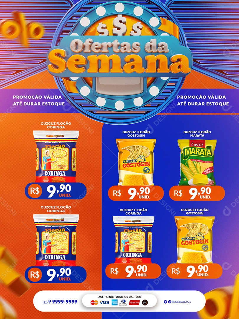 Encarte de Supermercado Ofertas da Semana Social Media PSD Editável