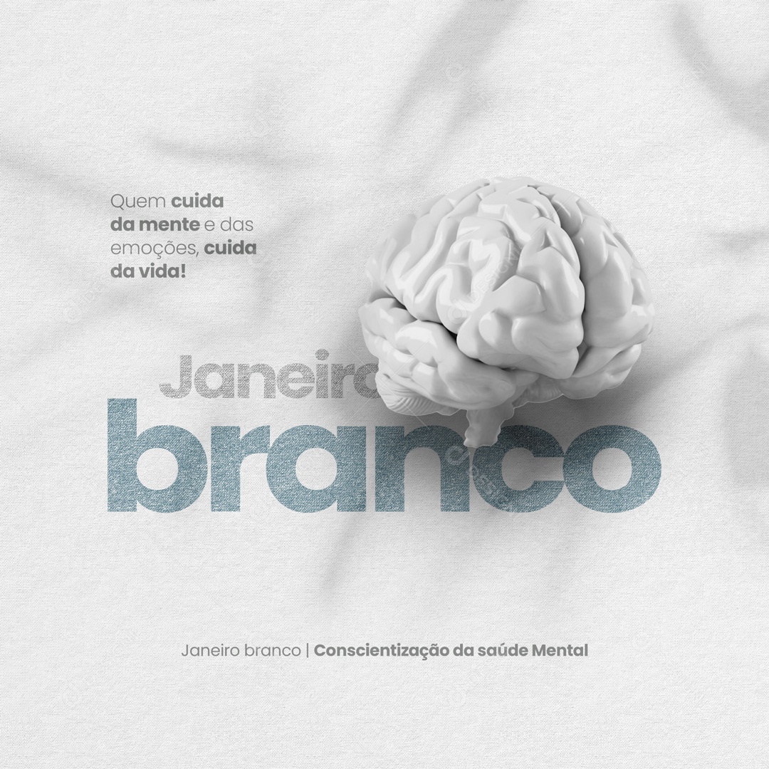 Janeiro Branco Conscientização da Saúde Mental Social Media PSD Editável