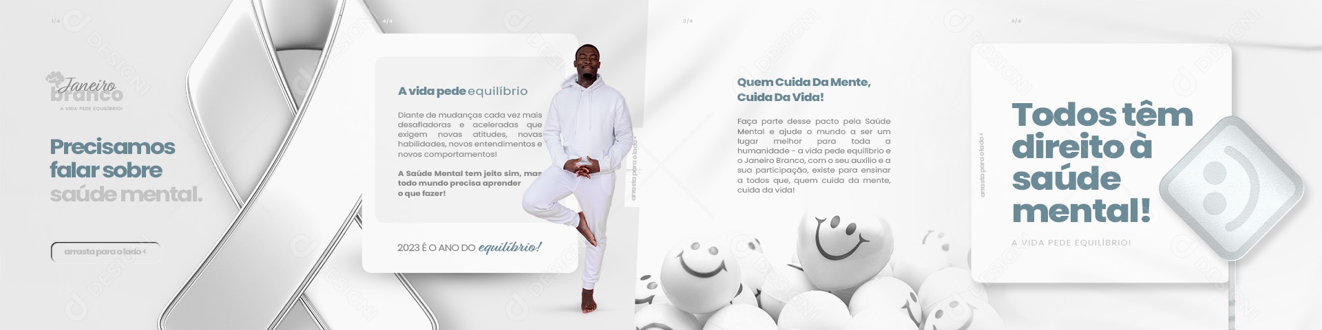 Carrossel Janeiro Branco Precisamos Falar Sobre Saúde Mental Social Media PSD Editável