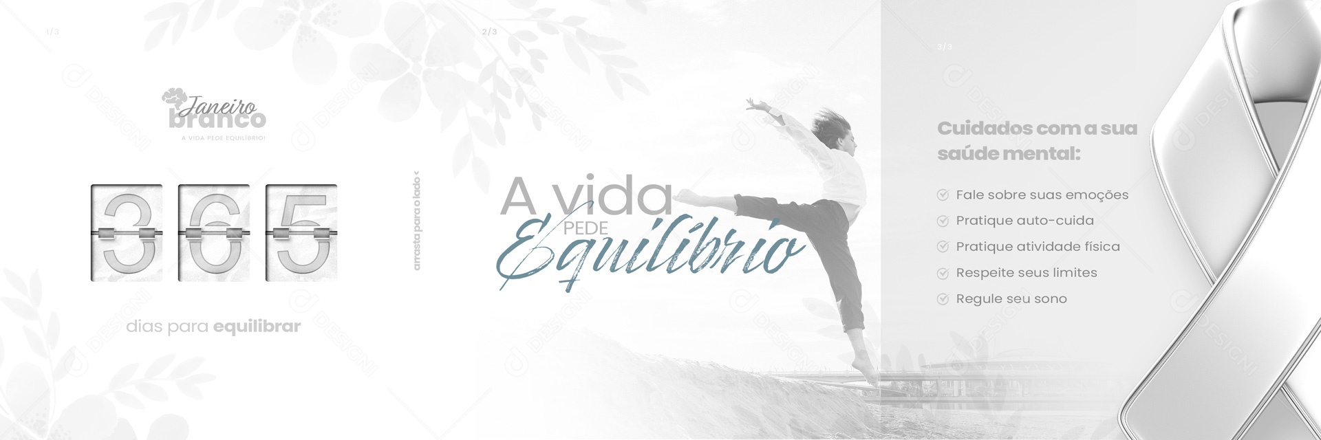 Carrossel Janeiro Branco Cuidados com a Sua Saúde Mental Social Media PSD Editável