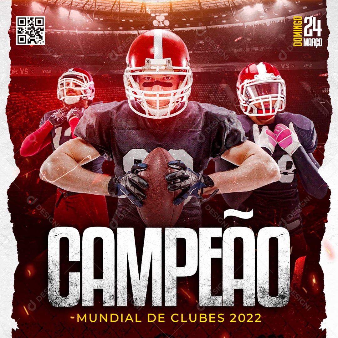 Post Campeão Mundial de Clubes Futebol Americano Social Media PSD Editável