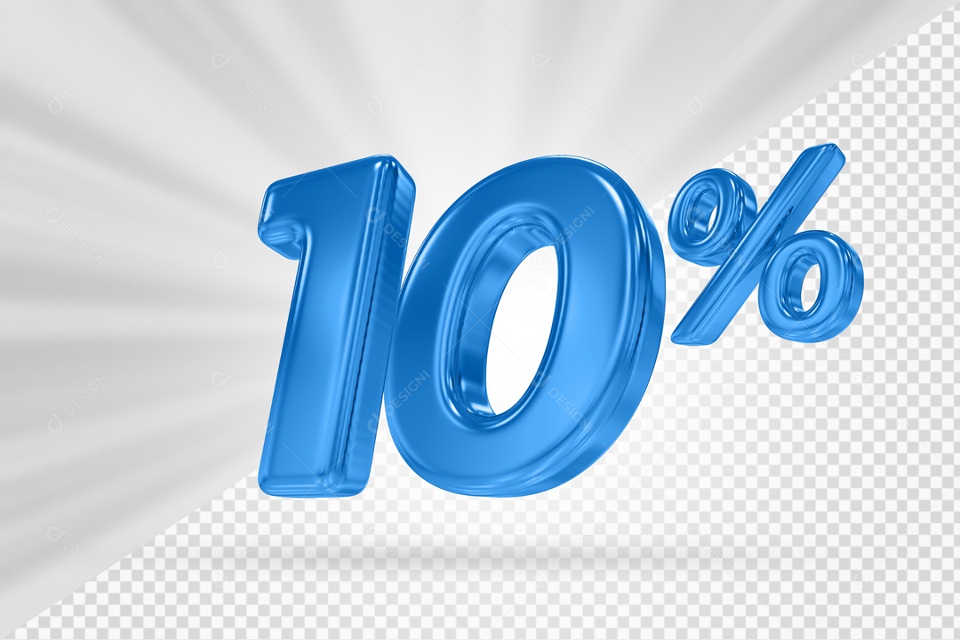 Número 3D 10% por cento Azul Elemento Para composição PSD