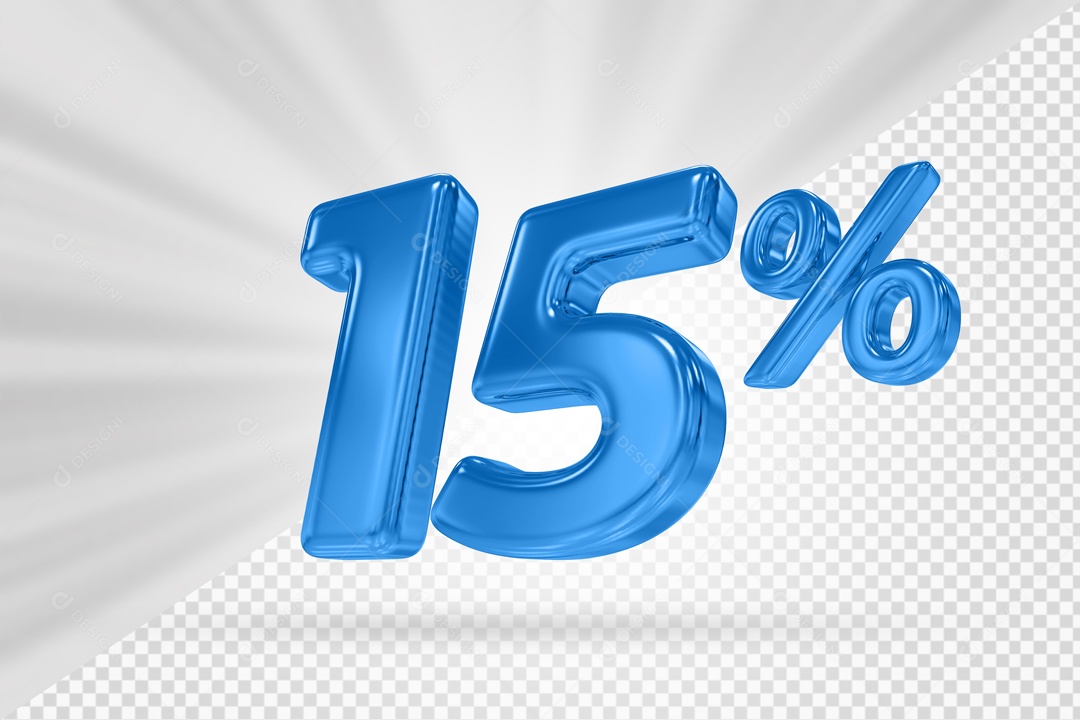 Número 3D 15% por cento Azul Elemento Para composição PSD