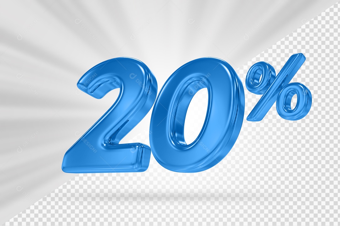 Número 3D 20% por cento Azul Elemento Para composição PSD