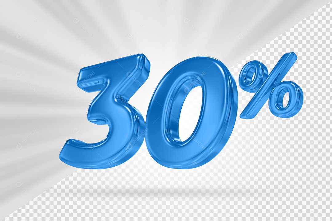 Número 3D 30% por cento Azul Elemento Para composição PSD