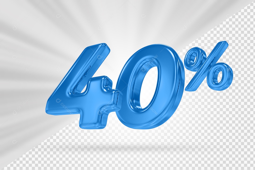 Número 3D 40% por cento Azul Elemento Para composição PSD