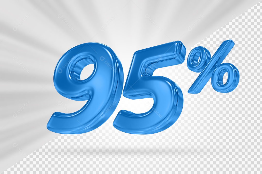Número 3D 95% por cento Azul Elemento Para composição PSD