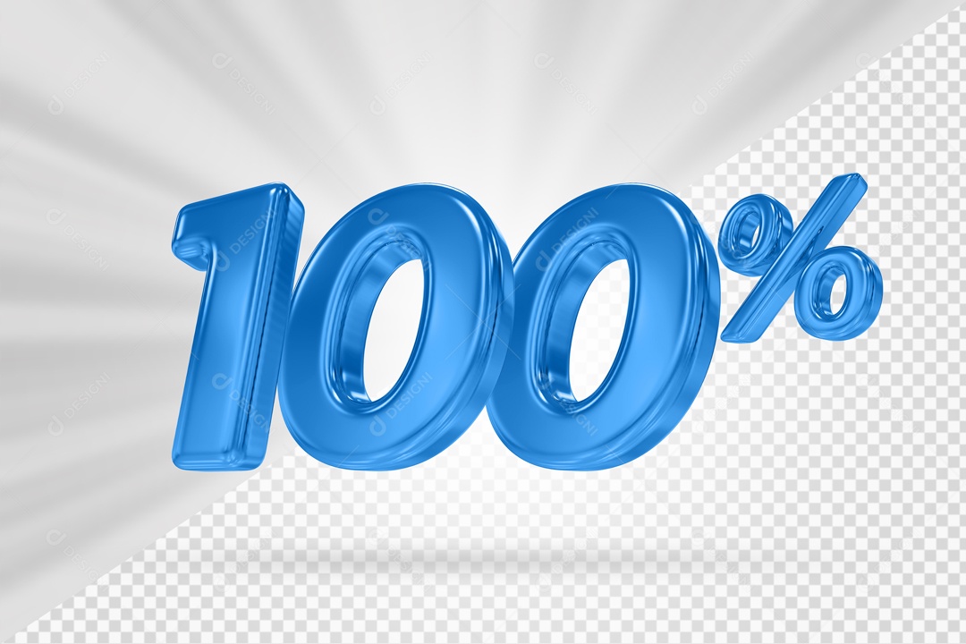 Número 3D 100% por cento Azul Elemento Para composição PSD