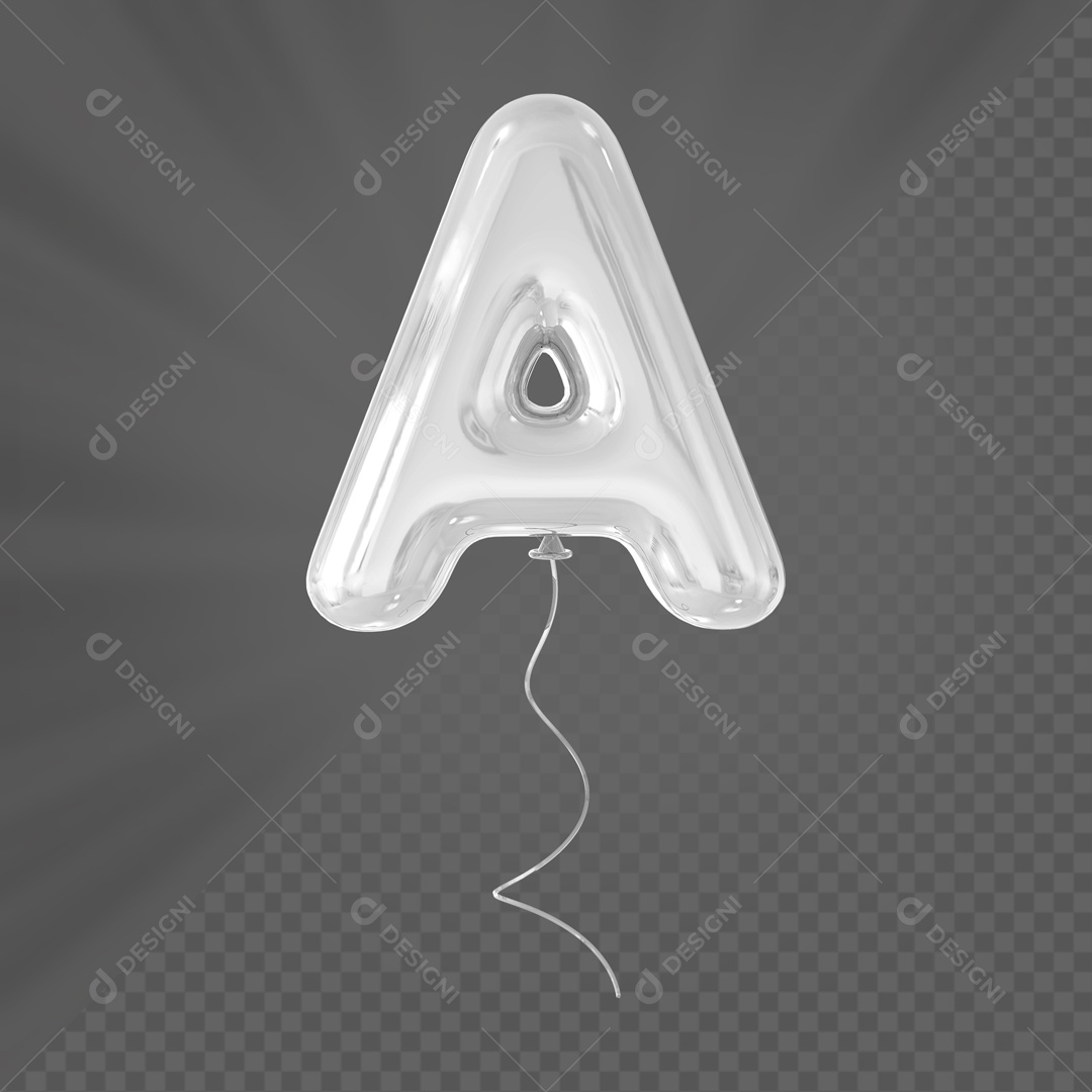 Letra A Maiúscula Balão Branco Elemento 3D Para Composição PSD