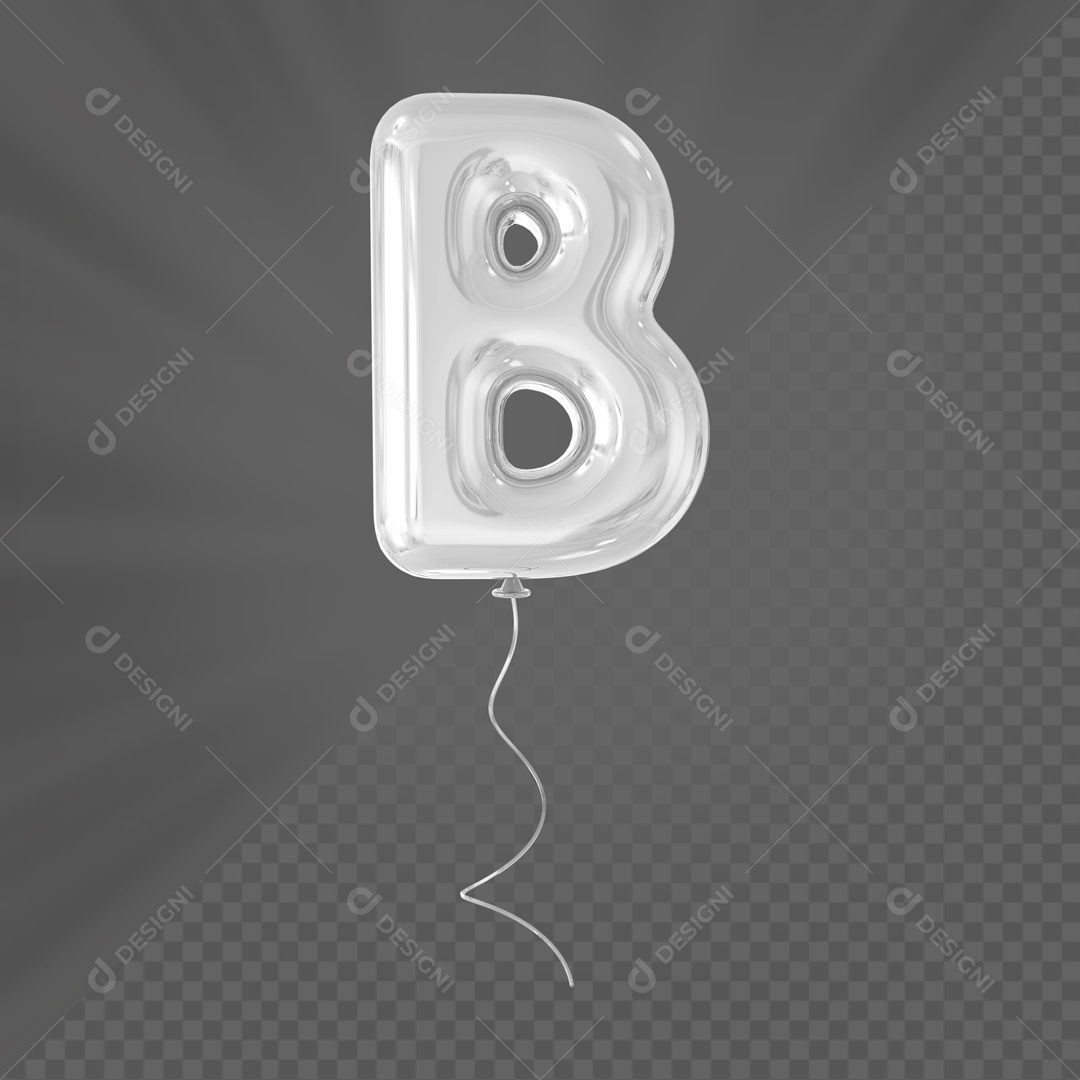 Letra B Maiúscula Balão Branco Elemento 3D Para Composição PSD