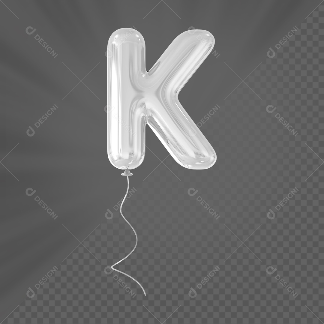 Letra K Maiúscula Balão Branco Elemento 3D Para Composição PSD